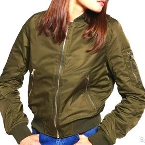 Olive Green Topshop Bomber Jacket